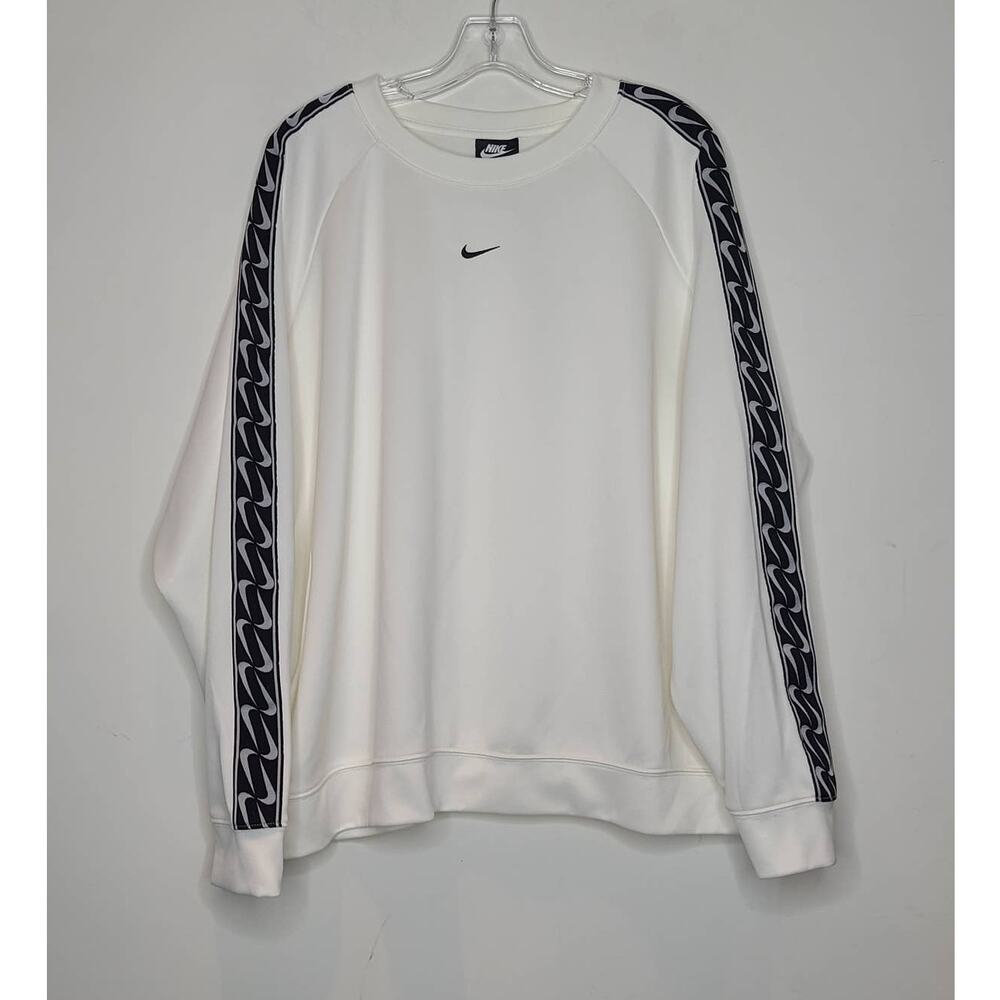 Nike cream long sleeve sweatshirt with black swoosh ribbon accents - 2xl / xxl